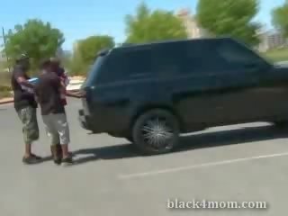 Blonde milf sucks on a ebony boner immediately thereafter being picked up in a spooning lot