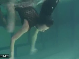 Shaved Brunette Sissy Irina Polcharova Naked in the Pool