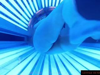 Tanning Bed Solarium Sonnenbank Fun Pierced Pussy and