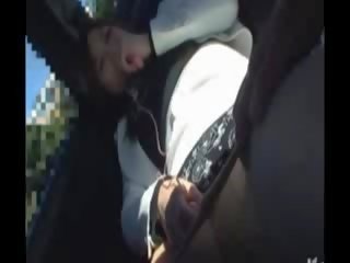 A backseat blowjob from a concupiscent milf before he gets to fuck her