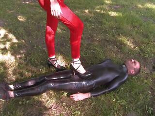A Walk with the Slave Outdoors in Public Parc: Free dirty clip 94